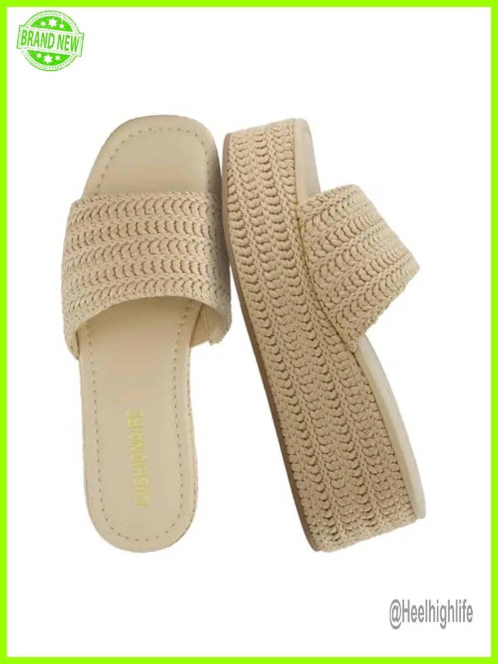 CUSHIONAIRE Carmen Women's Platform Sandals - Knit Raffia Espadrille Slip Ons